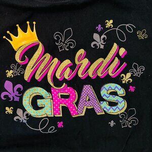 Mardi Gras Ladies Graphic T Shirt Tee XL cap sleeves Black New Orleans Galveston